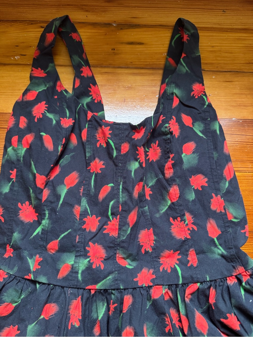 J. Crew Black Mini Dress with Red Floral Motif - Picture 3 of 8